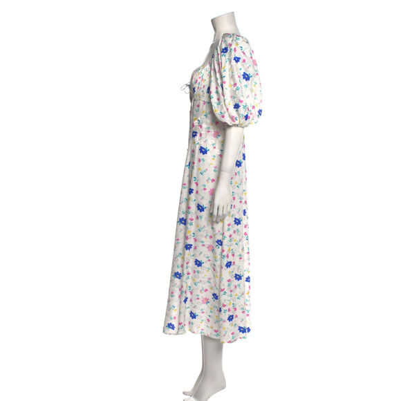 NWT! For Love & Lemons L Lexy Puff Sleeve Maxi Dress Cutout White Floral Midi - Picture 5 of 10